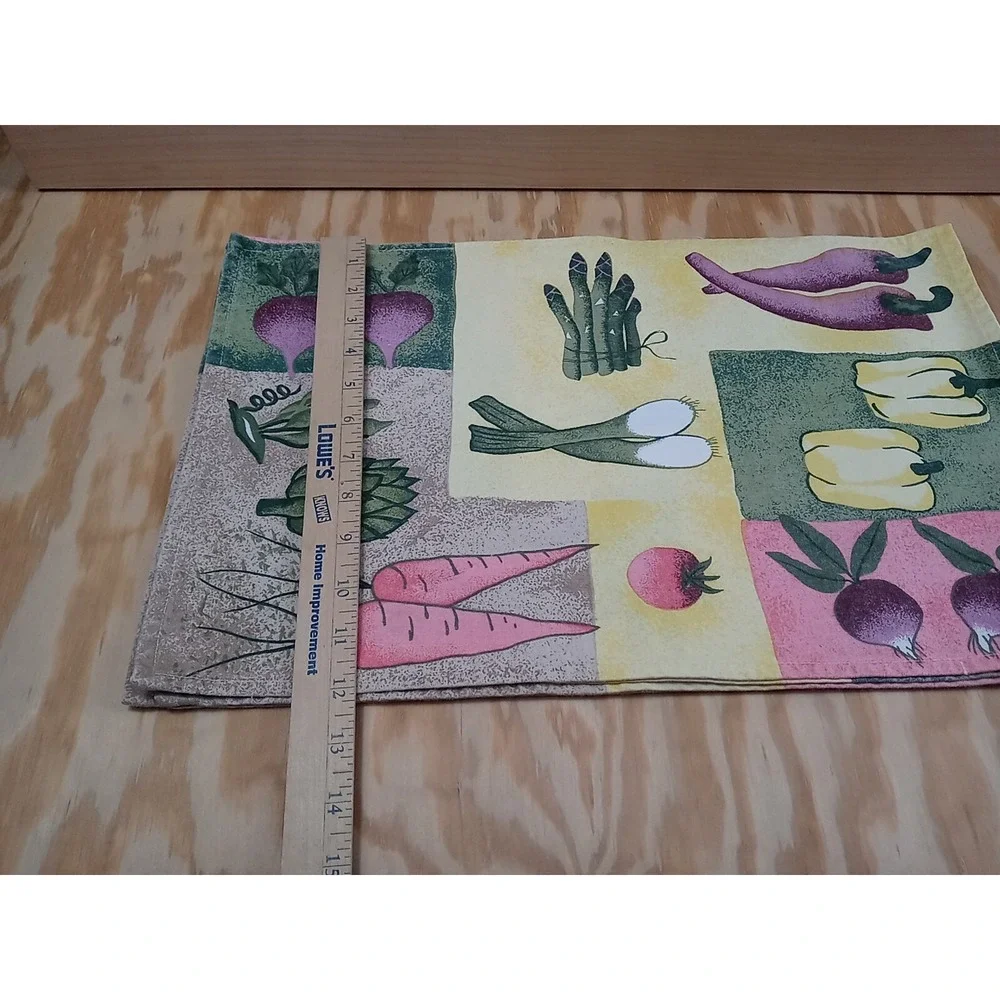 Lot Of 4 Vintage Hartstonz Placemats Vegetable Pattern Cloth Placemats‎ 1996